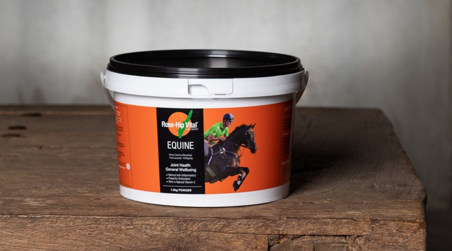 Product shot of a tub of Rose-Hip Vital Equine a joint supplement for horses