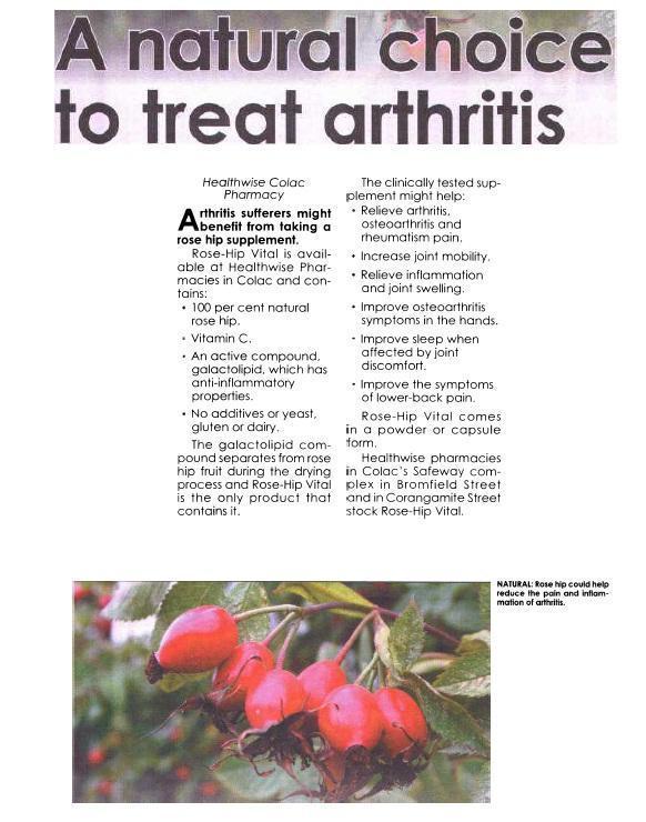 The Colac Herald Recommends Rose Hip Vital As The Natural Choice To Treat Arthritis April 2012