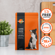 Rose-Hip Vital Canine Equine supplement package with promotional stickers on a neutral background