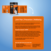 Rose-Hip Vital supplement packaging with text on joint health on a blue background