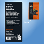 Rose-Hip Vital supplement packaging with text on a blue background