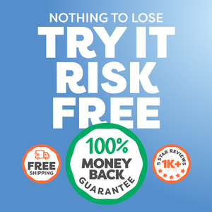 Promotional graphic with text 'Nothing to Lose, Try It Risk Free' on a blue background.